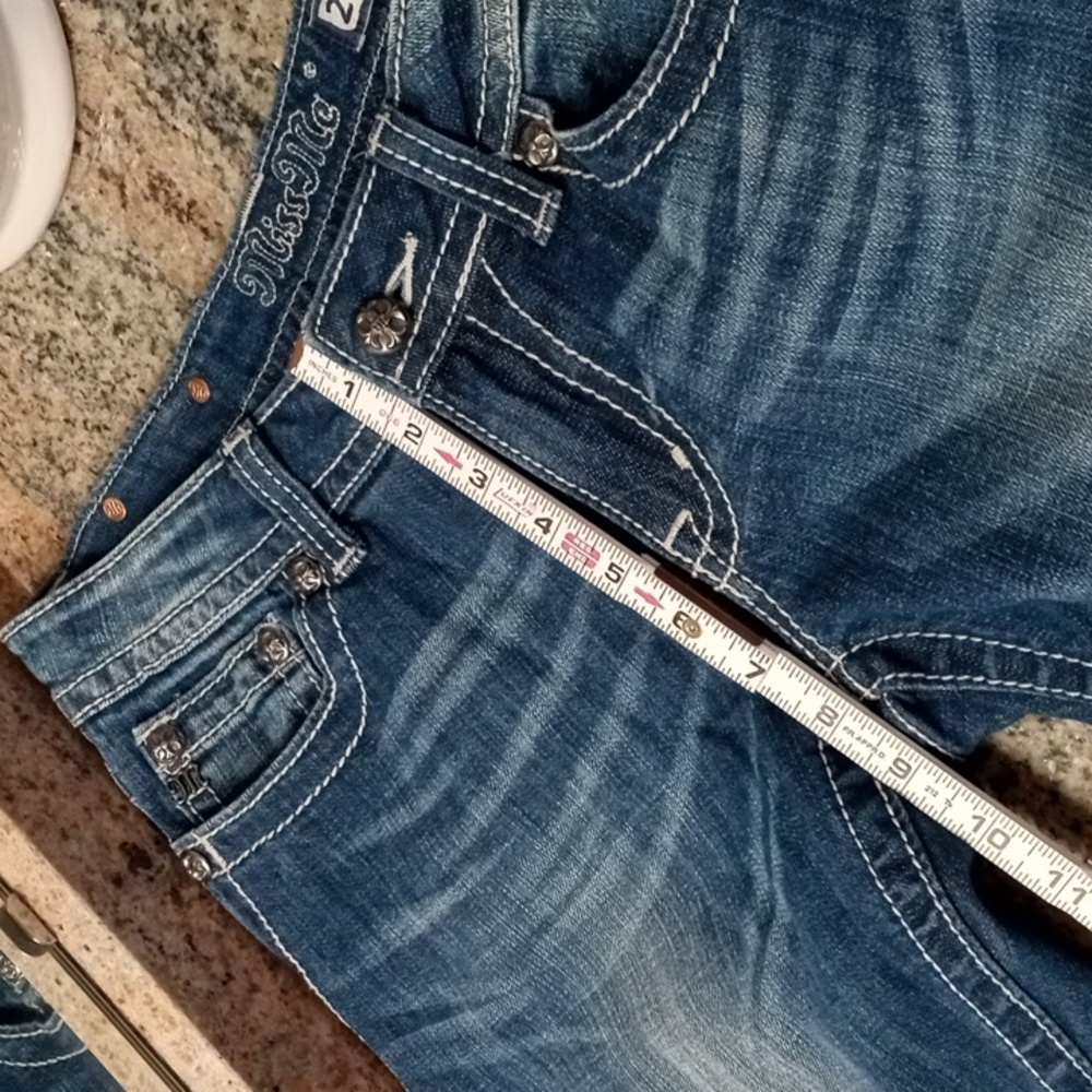 Miss Me Women's Blue Boot Cut Jeans with Raw Hem Size 29 - Picture 14 of 16